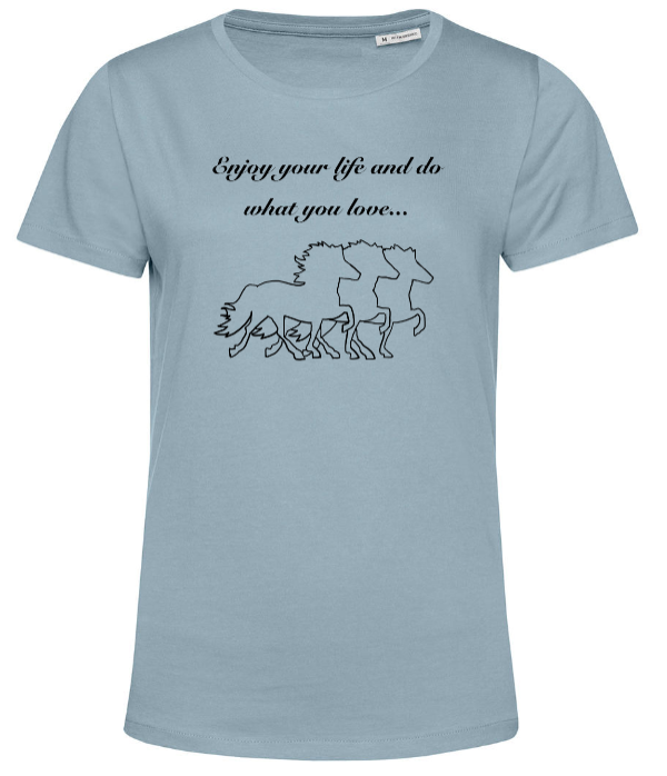 Damen T-Shirt "Valdís" - Blue Fog- #Álfahestur-Organic
